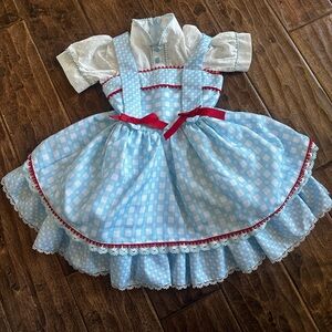 Little girls Dorthy Blue and White Checkered Kids Halloween Costume Dress.